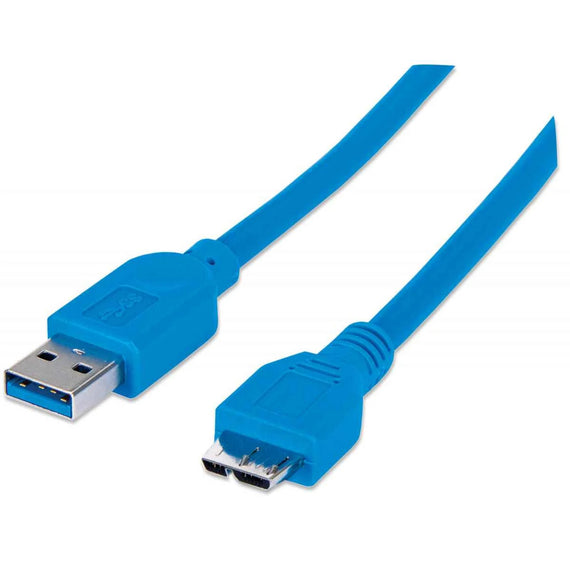 CABLE USB MICRO B - MICRO USB 3.0, 2 M, USB A, MICRO-USB B, MACHO/MACHO, AZUL  MANHATTAN   325424 - herguimusical