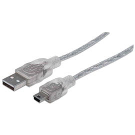 CABLE USB "A" A MINI USB MACHO/MACHO, TRANSPARENTE, 1,8M  MANHATTAN  333412 - herguimusical