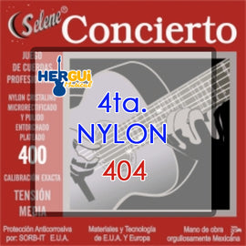CUERDA 4TA NYLON CRISTALINO ENTORCHADO PLATEADO SELENE 404 - herguimusical
