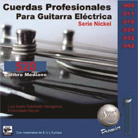 JGO DE CUERDAS P/ GUITARRA ELECTRICA DELGADA LISA ACERO ESTAÑADO   520 - herguimusical