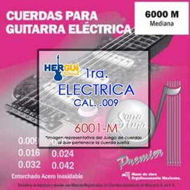 CUERDA 1RA. SUELTA P/ GUITARRA ELECTRICA  LISA ACERO ESTAÑAO (.009)        6001-M - herguimusical