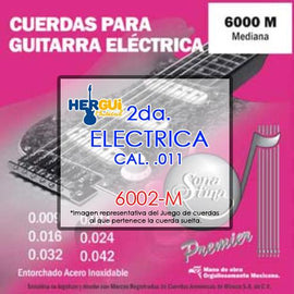 CUERDA 2DA. SUELTA P/ GUITARRA ELECTRICA  LISA ACERO ESTAÑAO (.011)        6002-M - herguimusical