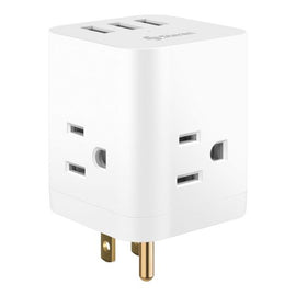 Clavija adaptadora de 3 contactos y triple cargador USB, en forma de cubo  STEREN  905-136 - Hergui Musical
