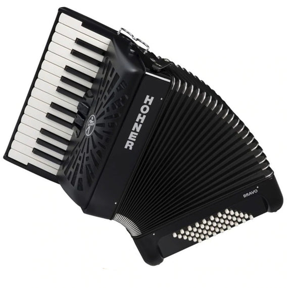 ACORDEON CROMATICO HOHNER BRAVO II, 26 TECLAS. 48 BAJOS NEGRO, CON FUNDA (ANTES A16521S, A16522S)  A16522 - Hergui Musical