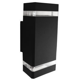 LUMINARIA PARED RECTANGULAR DOBLE ALUMINIO NEGRO EXTERIOR 2XGU10  ARTLITE   ADE-012 - Hergui Musical