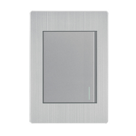 PLACA APAGADOR DE 1 INTERRUPTOR 3 VIAS 100-260V CA ACERO INOX. GRIS 77X124MM  ARTLITE   APL-101 - Hergui Musical