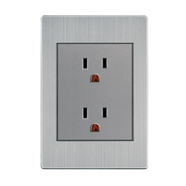 PLACA CONTACTO DOBLE 100-260VCA ACERO INOX. GRIS 77X124MM  ARTLITE   APL-104 - Hergui Musical