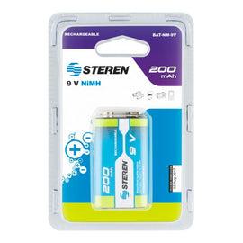 PILA RECARGABLE NIMH 9V (CUADRADA) 200 MAH  STEREN   BAT-NM-9V - herguimusical