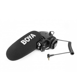 Micrófono BOYA shotgun para cámara, conector plug de 3.5 mm   BY-BM3031 - Hergui Musical