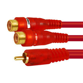 CABLE "Y" 1 RCA MAHO A 2 RCA HEMBRA COLO ROJO CRISTAL  KAPTON   CA-1464GRD - herguimusical