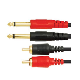 CABLE 2 PLUG 6.3mm MONO MACHO A 2 PLUG RCA MACHO 1.80m   CA-1622G - herguimusical