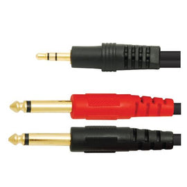 CABLE 2 PLUG 6.3mm MONO MACHO A 1 PLUG 3.5mm ESTÉREO MACHO 1.80m   CA-1642G - herguimusical