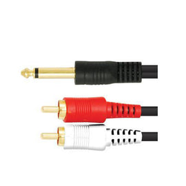 CABLE 1 PLUG 6.3mm MONO A 2 PLUG RCA MACHO 1.80m  KAPTON   CA-1652G - Hergui Musical