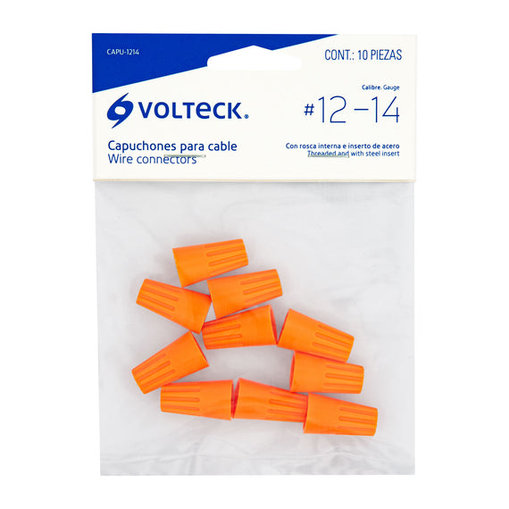 BOLSA CON 10 CAPUCHONES PARA CABLE CALIBRE 14 A 12 AWG   VOLTECK    CAPU-1214 - Hergui Musical