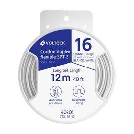 CARRETE CON 12M CORDON DUPLEX FLEXIBLE SPT 16 AWG  VOLTECK   CDU-16-12 - Hergui Musical