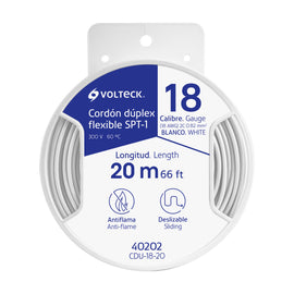 CARRETE CON 20M CORDON DUPLEX FLEXIBLE SPT 18 AWG  VOLTECK   CDU-18-20 - Hergui Musical