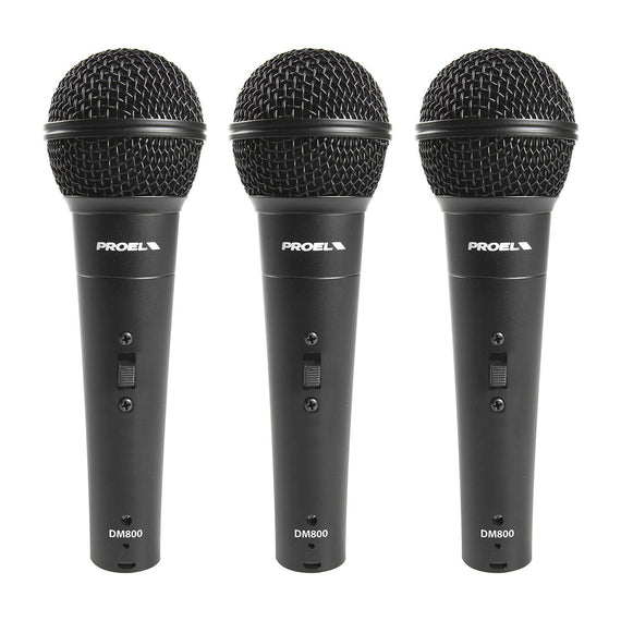 KIT DE 3 MICROFONOS VOCALES PROEL  DM800KIT - Hergui Musical