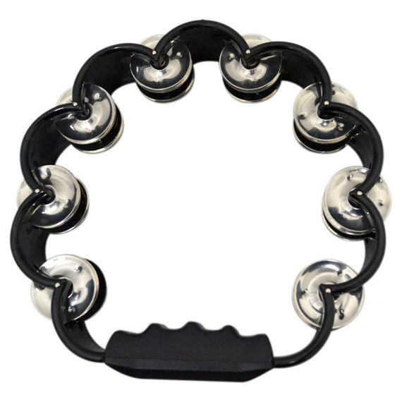 Pandero de mano NEW BEAT, plástico resistente, 2 hileras de crótalos dobles, color Negro   PWC-10-BLK - Hergui Musical