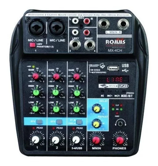 MEZCLADORA PASIVA 4 CANALES  ROMMS   MX-4CH - Hergui Musical