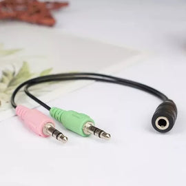 CABLE CONVERTIDOR DE 1 JACK 3.5mm A 2 PLUGS 3.5mm ESTEREO, 20cm   RADOX   080-003 - Hergui Musical