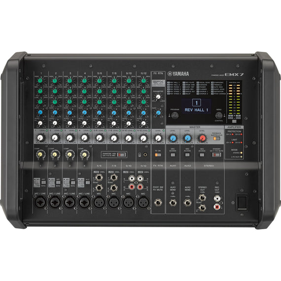 MEZCLADORA CON AMPLIFICADOR INTEGRADO 12 CH. 500WX2  YAMAHA   EMX7 - herguimusical