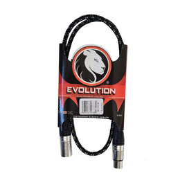 CABLE CANON A CANON MACHO-HEMBRA DECORADO 1m EVOLUTION  PBK   EVCC-1D - herguimusical