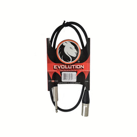 CABLE CANON MACHO A PLUG MACHO 6.3mm 1m EVOLUTION  PBK   EVCP-1MR - herguimusical