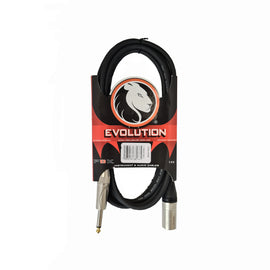 CABLE CANON MACHO A PLUG MACHO 6.3mm 3m EVOLUTION  PBK   EVCP-3MR - herguimusical