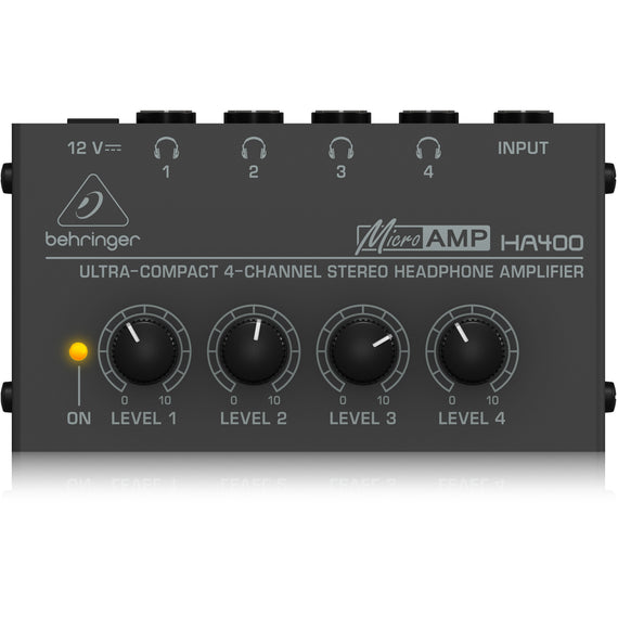 AMPLIFICADOR DE AUDIFONOS ULTRACOMPACTO 4 CANALES BEHRINGER    HA400 - Hergui Musical