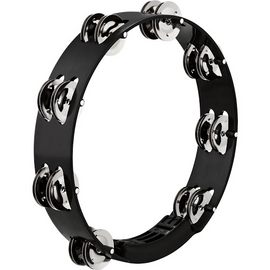 PANDERO 10" MEINL HEADLINER, 2 HILERAS DE CRÓTALOS DE ACERO INÓXIDABLE, AGARRE EXTRA ANCHO, BRILLO Y SONIDO COR TANTE, MARCO DURABLE DE ABS  HTT10BK - herguimusical