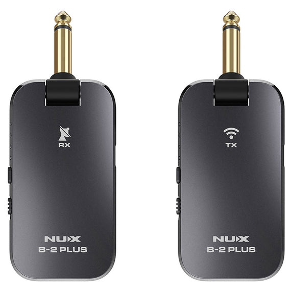 Sistema inalámbrico para instrumento, frecuencia de señal libre de interferencias de 2.4 GHz, calidad de audio de 32 bits, rango de operación de 18 a 30 metros  NUX   B-2-PLUS - Hergui Musical