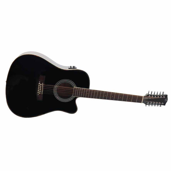 Guitarra texana electroacústica, color negra, con recorte  SYMPHONIC   J-20CE-BLK - Hergui Musical