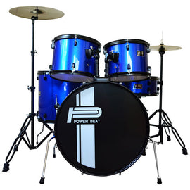 BATERÍA POWERBEAT DE 5 PZAS, INCLUYE: ATRILES, ASIENTO Y PLATILLOS, COLOR AZUL   JBP1601A-BL - herguimusical