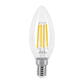 LAMPARA LED TIPO VELA 4W CON FILAMENTO BASE E 14 LUZ CALIDA  VOLTECK   LED-V4F4C - Hergui Musical