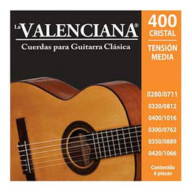 ENCORDADURA LA VALENCIANA PARA GUITARRA CLASICA NYLON TRANSPARENTE + ENTORCHADO COBRE PLATEADO  VAGS-400MC - Hergui Musical