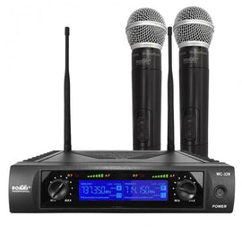 SISTEMA DE MICROFONO INALAMBRICO DOBLE DE MANO UHF  ROMMS   MC-328 - herguimusical