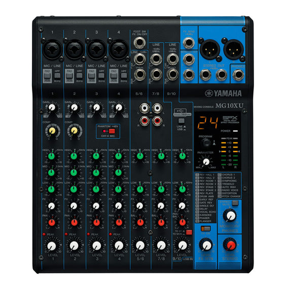 MEZCLADORA ANÁLOGA DE 10 CANALES CON EFECTOS/CONEXIÓN USB/PERILLAS  YAMAHA   MG-10XU - herguimusical