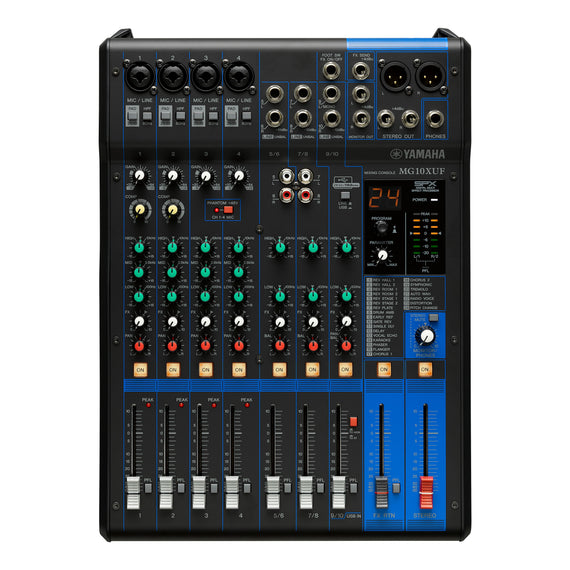MEZCLADORA ANÁLOGA DE 10 CANALES CON EFECTOS/CONEXIÓN USB/FADERS  YAMAHA   MG-10XUF - herguimusical