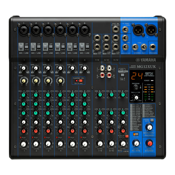 MEZCLADORA ANÁLOGA DE 12 CANALES CON EFECTOS/CONEXIÓN USB/PERILLAS  YAMAHA   MG-12XUK - herguimusical
