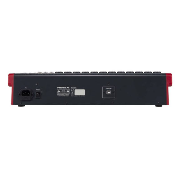 Mezcladora análoga 16 canales (12 Directos, 4 compartidos)  PROEL  MQ16USB - Hergui Musical