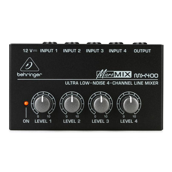 MEZCLADORA BEHRINGER DE LÍNEA DE 4 CANALES, NIVEL DE RUIDO ULTRA BAJO, SONIDO DE ALTA CALIDAD INCLUSO EN EL MÁXIMO NIVEL DE SALIDA  MX400 - herguimusical