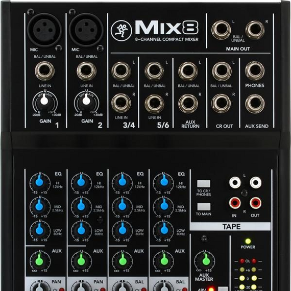 MEZCLADORA PASIVA 8 CANALES (2 DIRECTOS, 6 COMPARTIDOS)  MACKIE   MIX8 - herguimusical