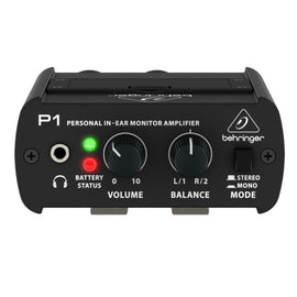 AMPLIFICADOR BEHRINGER IN-EAR MONITOR PARA APLICACIONES DE MONITOR PERSONAL, AUDÍFONOS DE ALTA POTENCIA DE SALIDA Y A PRUEBA DE BATERÍAS   P1 - herguimusical