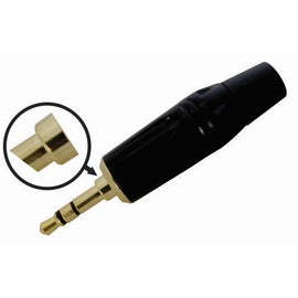 PLUG 3.5mm MACHO ESTÉREO NEGRO, METÁLICO  KAPTON  HARDEN   PL-129BK - herguimusical