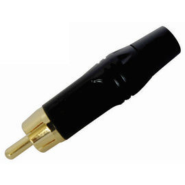 PLUG RCA MACHO NEGRO, METÁLICO FRANJA NEGRA  KAPTON   PL-185BK - herguimusical