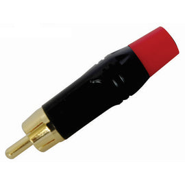 PLUG RCA MACHO NEGRO, METÁLICO FRANJA ROJA  KAPTON  PL-185RD - herguimusical