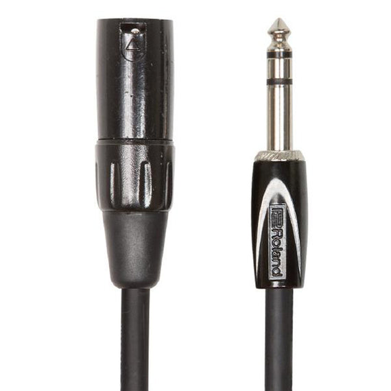 Cable Roland serie Black (cable interconexción) conector XLR hembra - conector TRS plug  6.3mm 1 mts.  RCC-3-TRXF - Hergui Musical