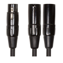 Cable Roland serie Black (cable divisor Y) conector XLR hembra - 2 conectores XLR macho 15 cms.  RCC-YC-XF2XM - Hergui Musical