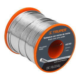 SOLDADURA CON NUCLEO RESINA 60/40 PARA ELECTRONICA 450G  TRUPER   SOL-60/40 - Hergui Musical