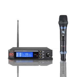 SISTEMA INALÁMBRICO DE 1 MICRÓFONO INALÁMBRICO, SEÑAL UHF, FRECUENCIAS VARIABLES  SOUNDTRACK   STW-46HU - Hergui Musical